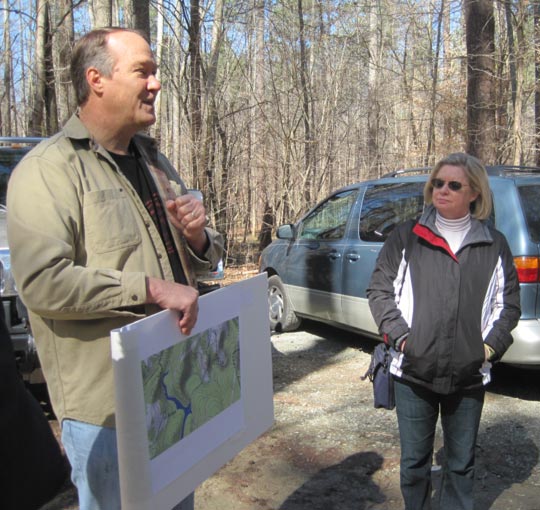 Stewart Dunaway leading the Historical Tour of Johnston Mill Nature Preserve