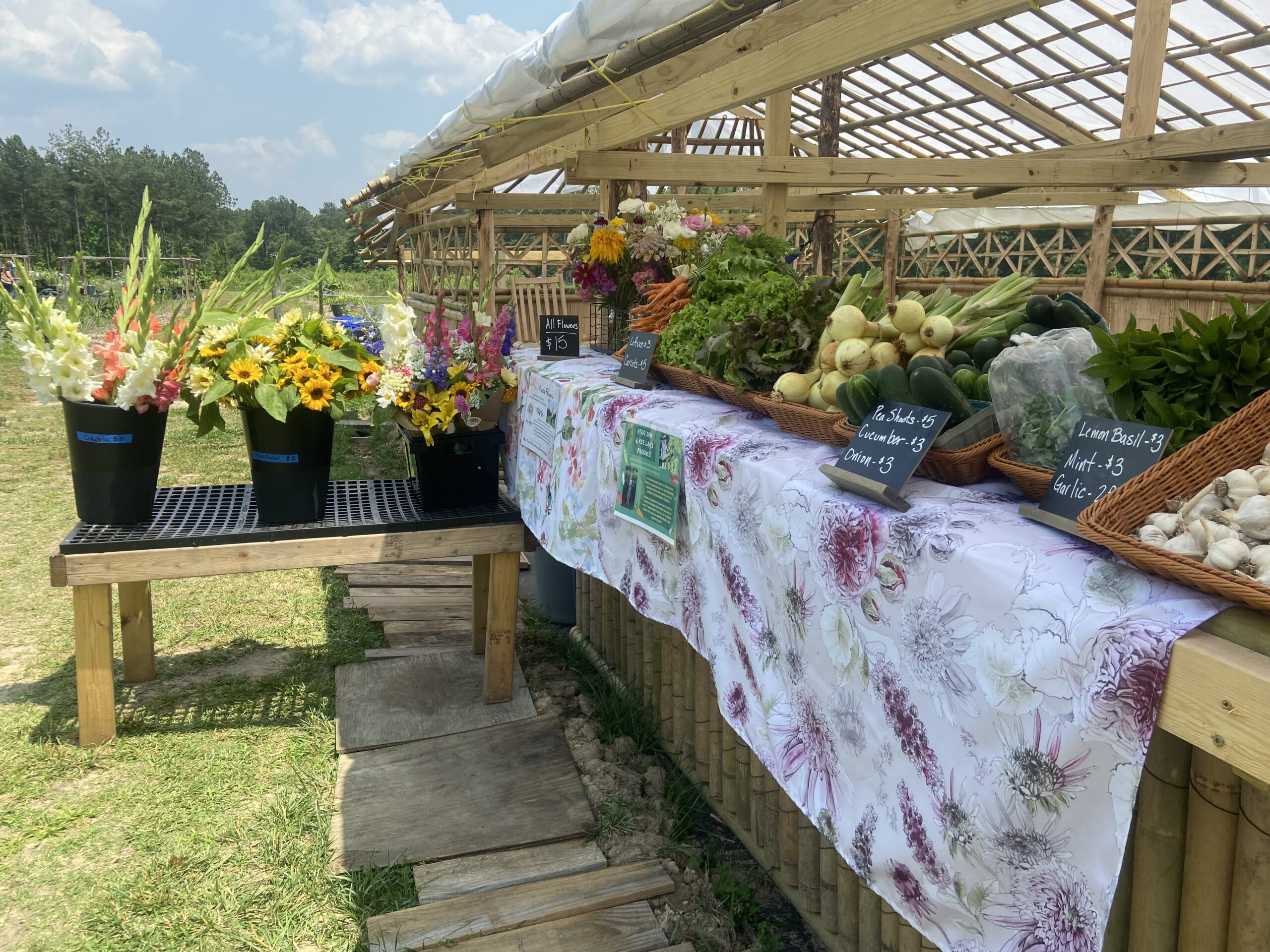 Karen Farmers in the Triangle Farm Stand Set up June 3 1 scaled